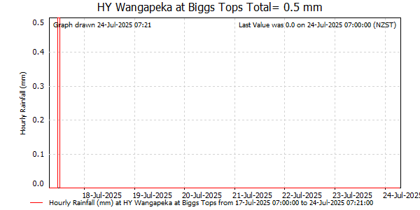 Hourly Rainfall for Wangapeka at Biggs Tops